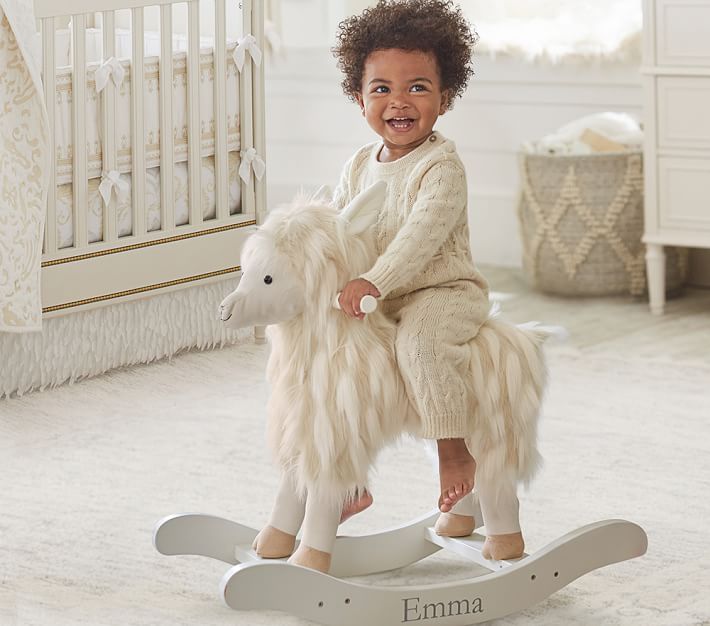 Personalized llama rocker from Pottery Barn Kids: The best luxury baby gifts and shower splurges