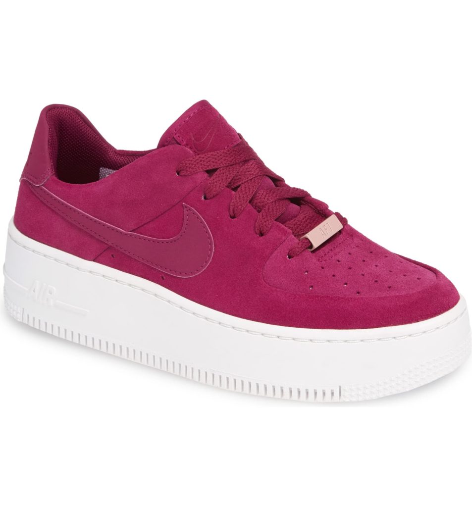 Platform sneakers for fall: Nike Sage Low Platforms in Berry on sale at Nordstrom
