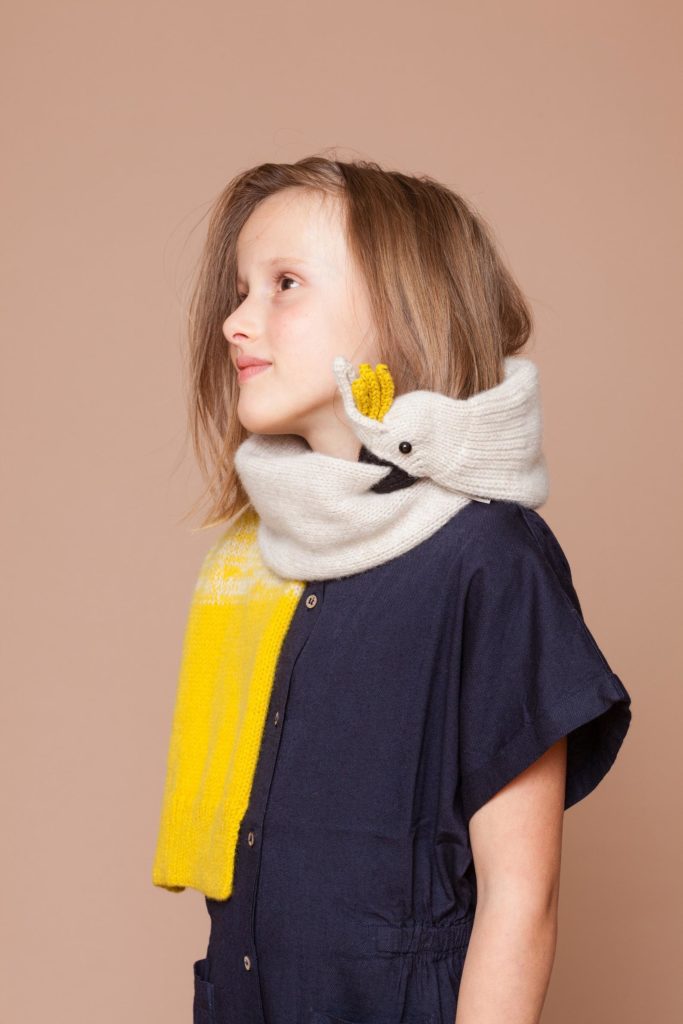 Hand knit animal scarves for adults, kids and babies from Etsy artist Nina: Cockatoo scarf