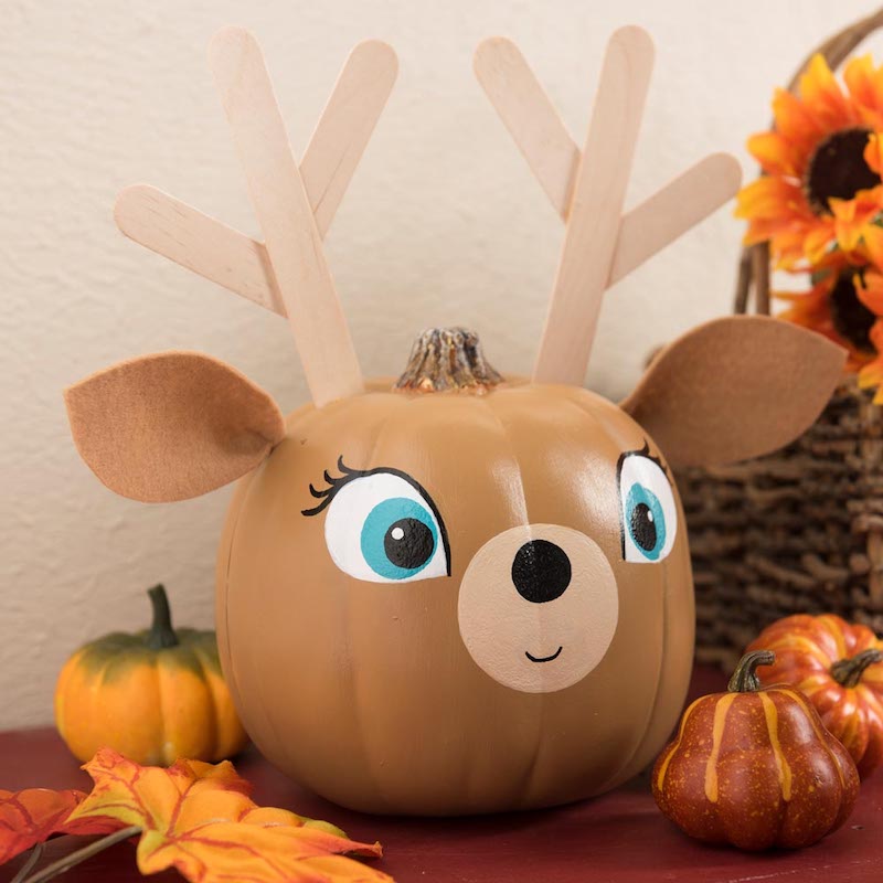 Cute pumpkin decorating ideas: Reindeer pumpkins at Plaid