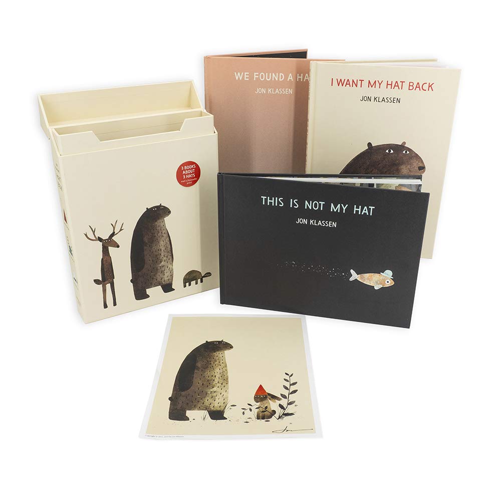 Jon Klassen's hat book trilogy now a box set with a frameable art print