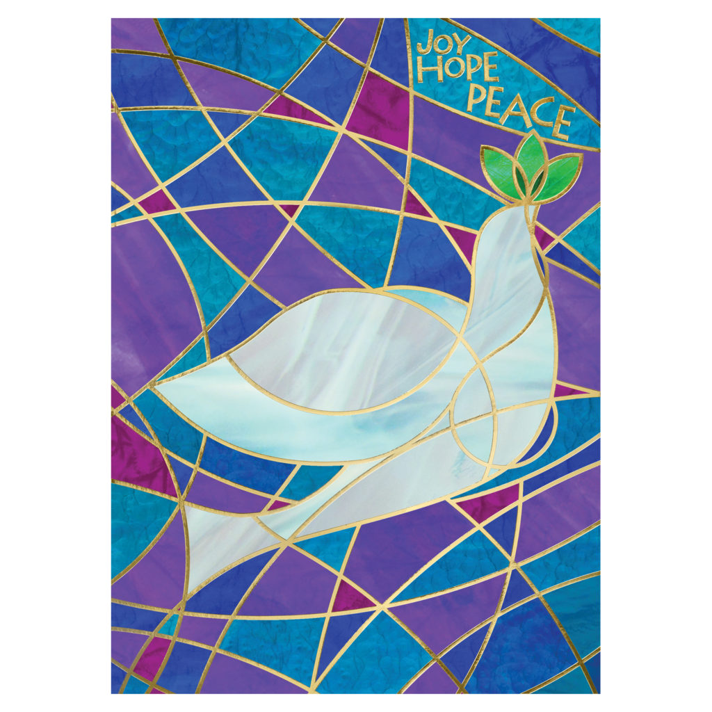 Gifts that give back: Stained glass dove cards supporting the World Wildlife Federation