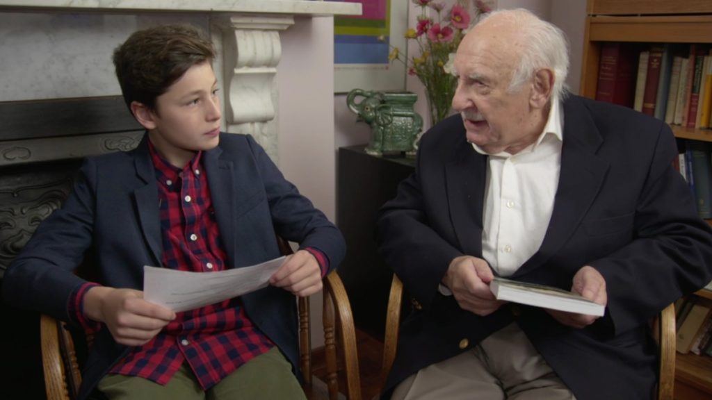 A kid interviews Jack Feldman, Holocaust survivor, for HBO