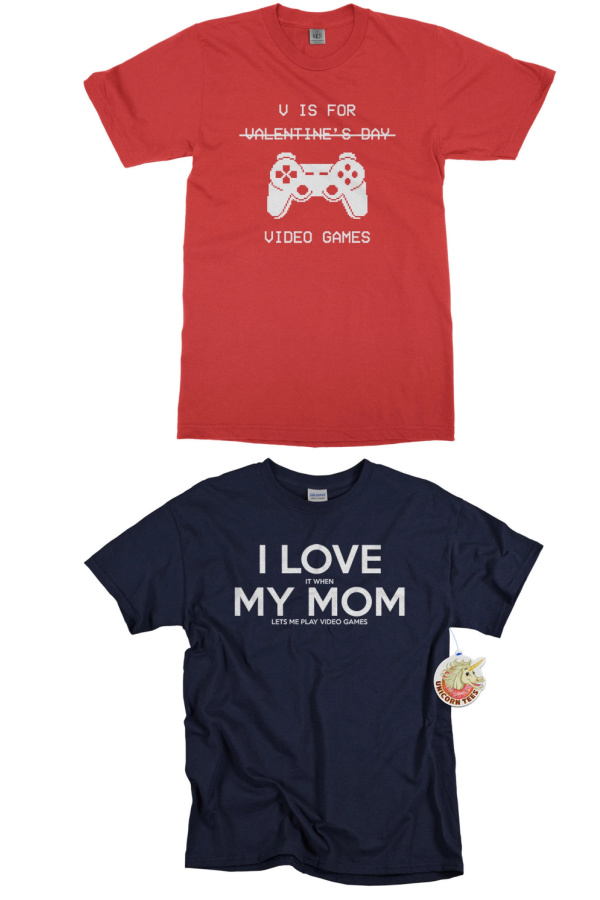 Valentine’s day gifts for boys: tshirts from Threadrock and Unicorn Tees