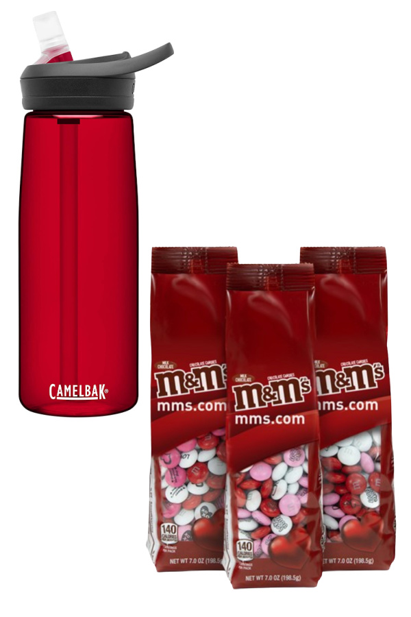 Valentine's gifts for boys | Camelbak filled with personalized m&ms
