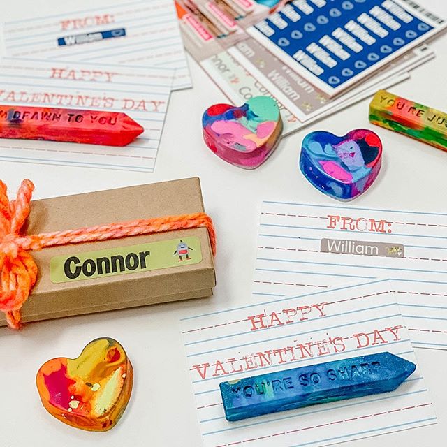 Valentine's classroom card hack: Use pre=printed labels from Mabel's Labels are great for classroom Valentines