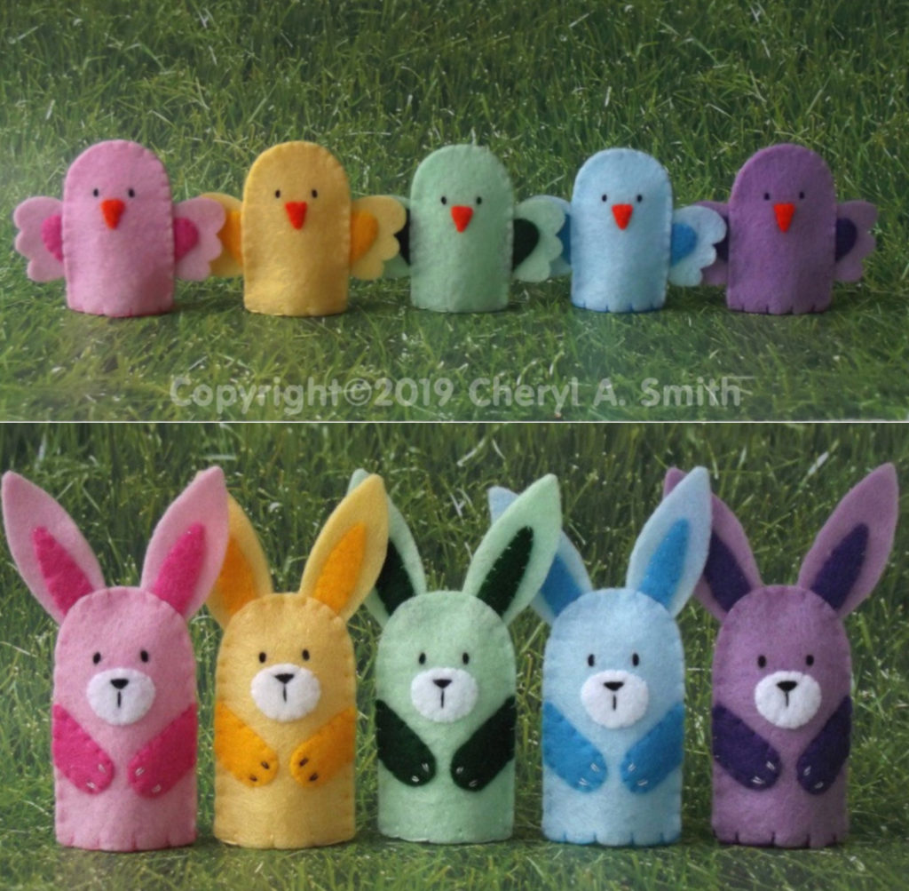 Easter finger puppets handmade by Cheryl A Smith: Easter gifts for kids supporting Etsy shops 