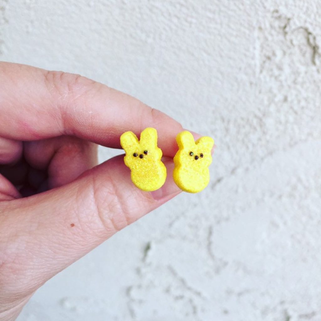 Easter gifts for kids on Etsy: Peeps style bunny or chick earrings 