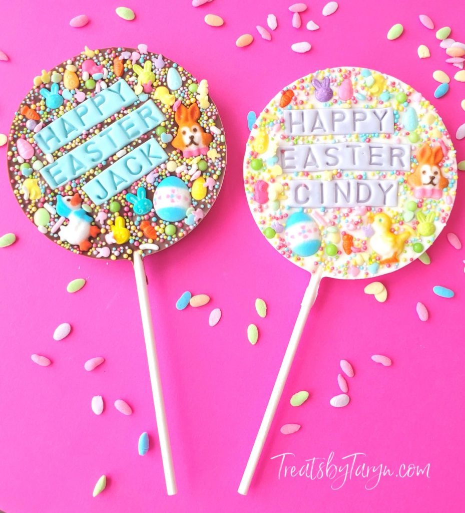 Easter gifts for kids on Etsy: personalized easter chocolate lollipops 