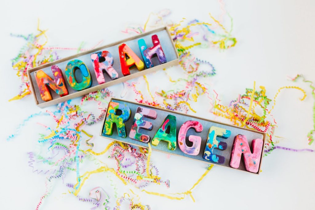 Personalized name crayon sets in Easter pastels: Easter gifts for kids supporting Etsy shops