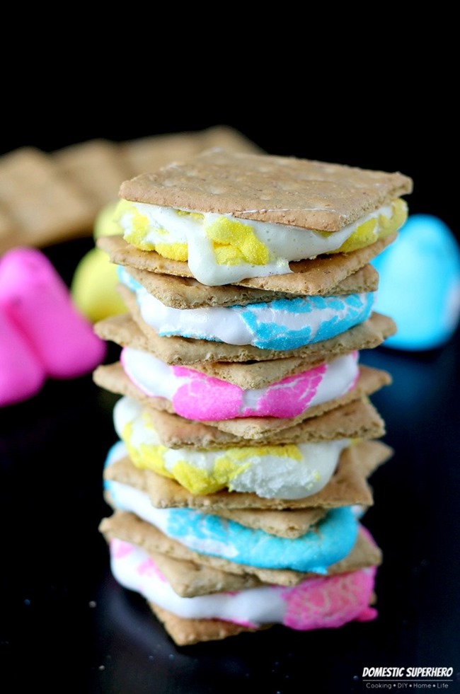 Make Easter fun for kids with S'mores made from Peeps as seen on Domestic Superhero