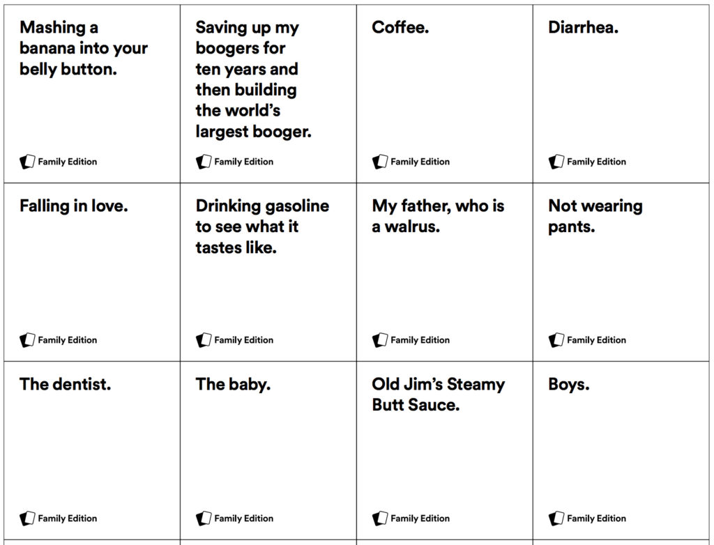 Cards Against Humanity Family Edition Board Game