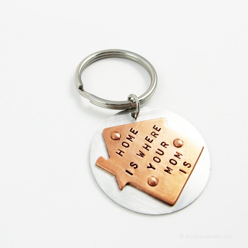 Special Mother's Day gifts from the kids: Home is where your mom is keychain on Etsy from Michelle Mach can be personalized | Mother's Day Gift Guide