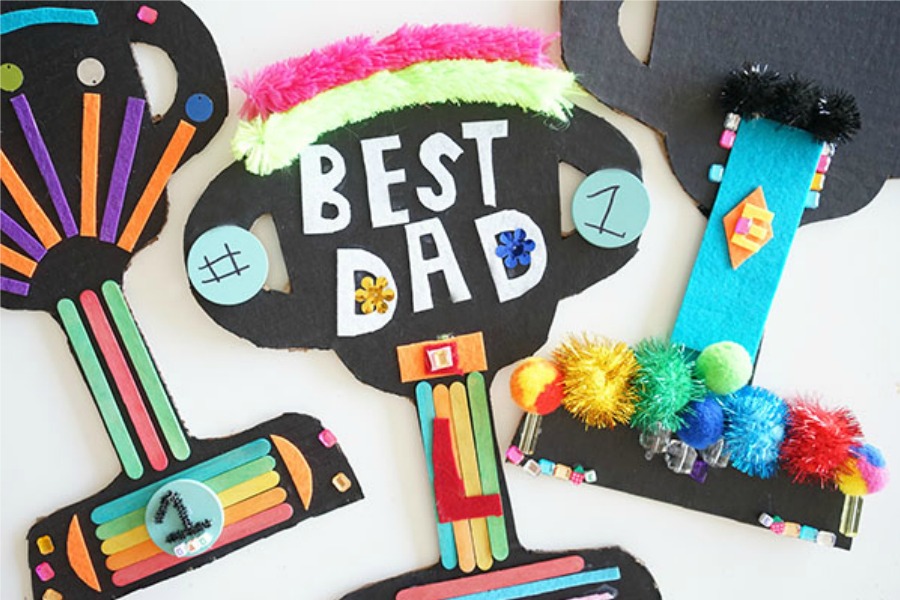 11 easy Father’s Day crafts for kids that celebrate #1 dads, rock star dads, and superhero dads. | Father’s Day Gift Guide