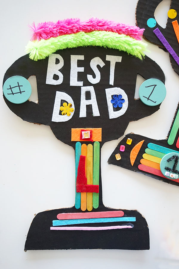 Easy Father's Day crafts for kids: Let kids design their own DIY Best Dad trophy as shown on Meri Cherry