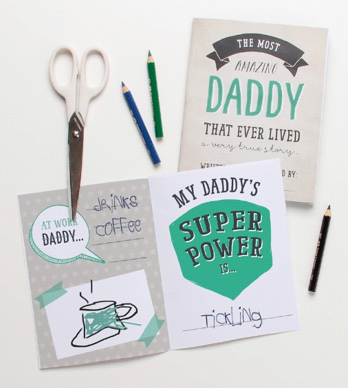Homemade Father's Day cards from the kids: Let the kids fill in this free printable booklet from Tiny Me for dad on Father's Day