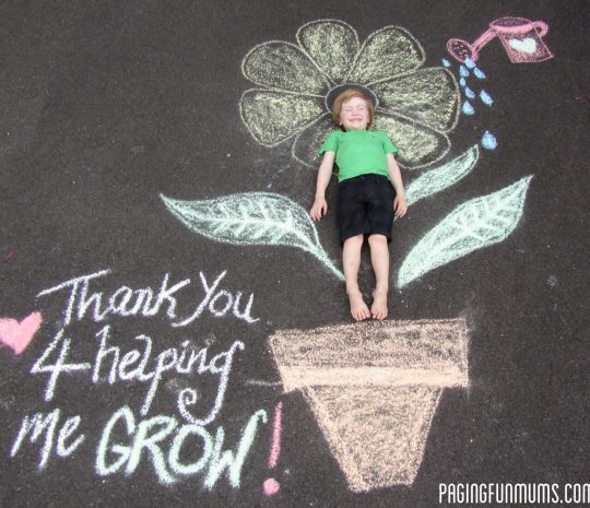 Draw a thank you note in chalk for Teacher Appreciation Week with this cute idea from Paging Fun Mums