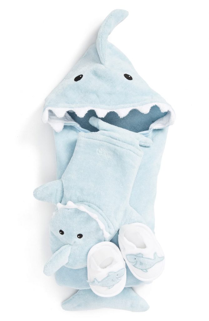 Best baby shower gifts under $50:Shark baby towel set | Cool Mom Picks Baby Shower Gift Guide
