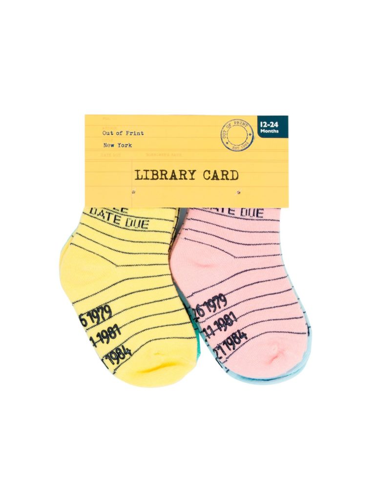 Library card set of baby socks from Out of Print Clothing | Best baby shower gifts under $15