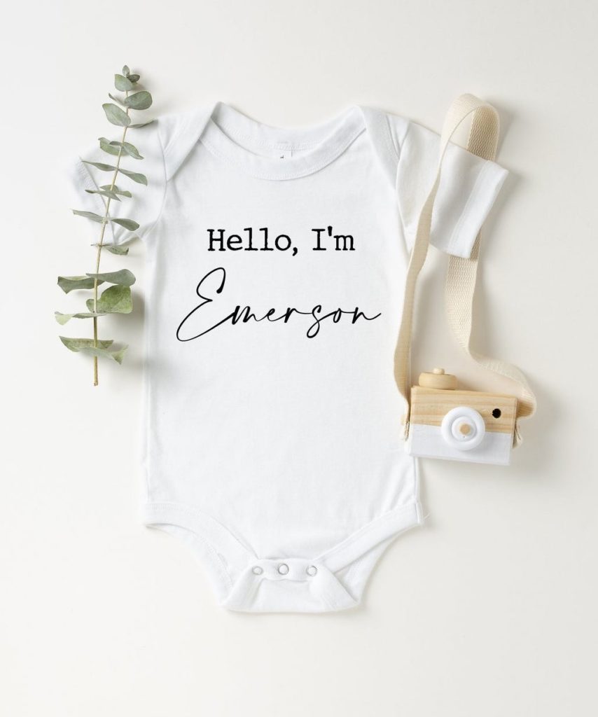 Best baby shower gifts under $15: Personalized baby onesie from Little Meyer Lane | Cool Mom Picks Baby Shower Gift Guide