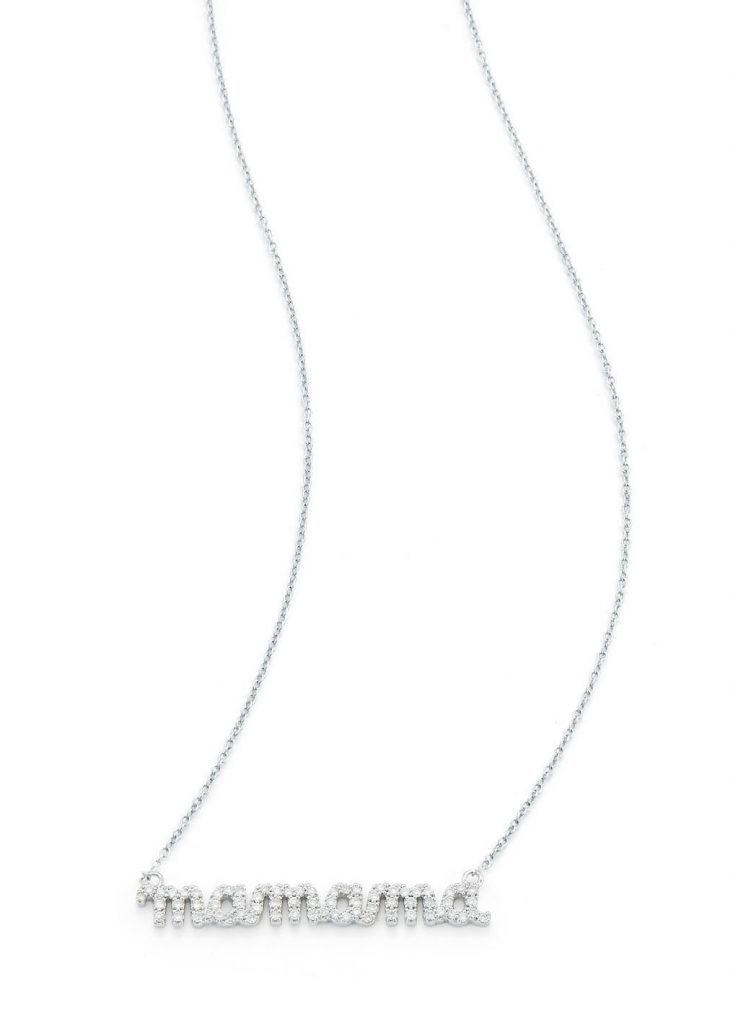 Diamond mama necklace in white, yellow, or rose 14k gold from Tali Gilette