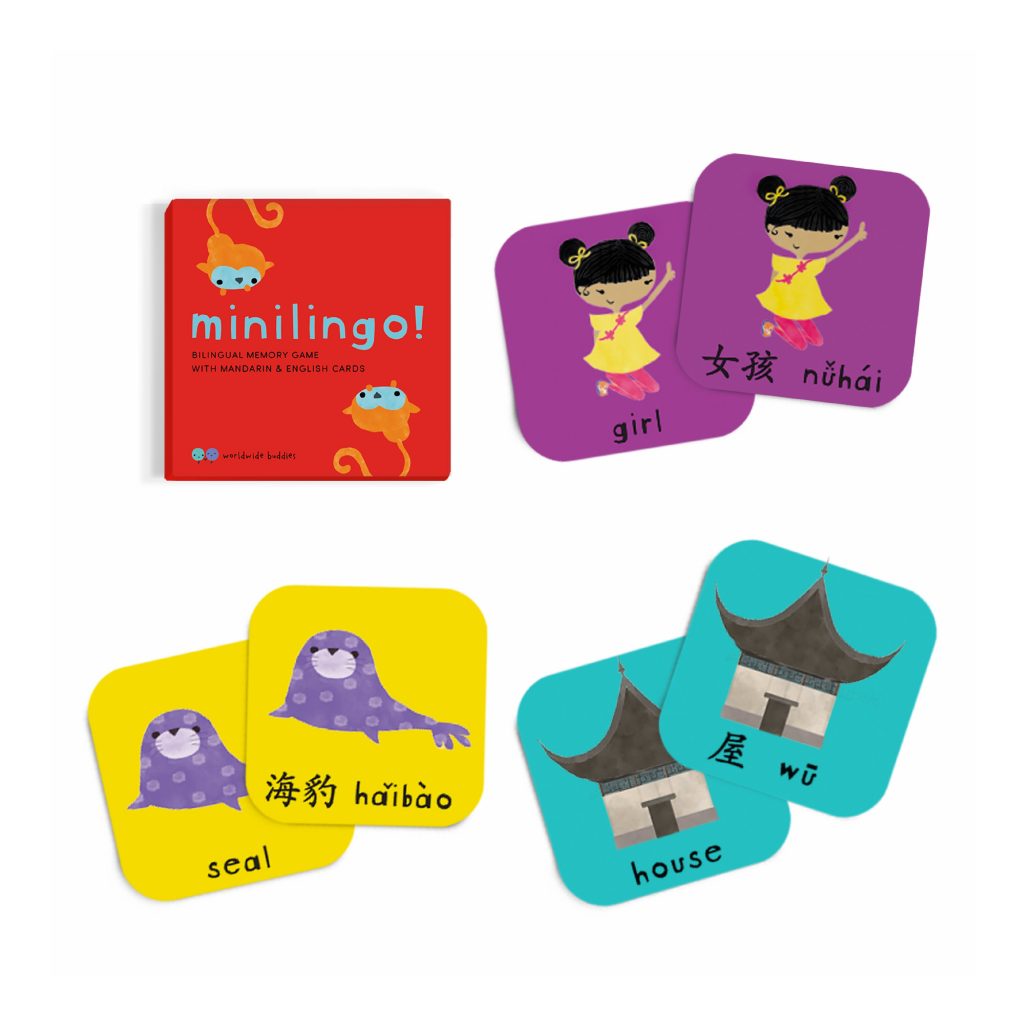 Unique baby gift: Bilingual gifts like these Minilingo Mandarin-English matching cards from Worldwide Buddies