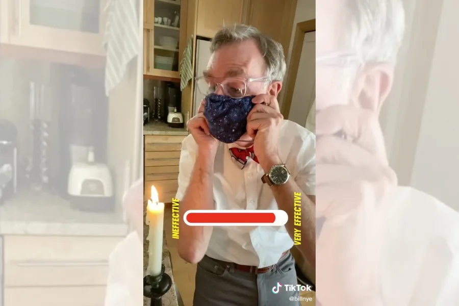 Watch Bill Nye's face mask TikTok with your kids today