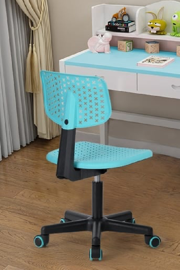 Setting up an at-home study area for kids: A brightly colored chair on wheels may be perfect for kids who need to get the wiggles out while they work