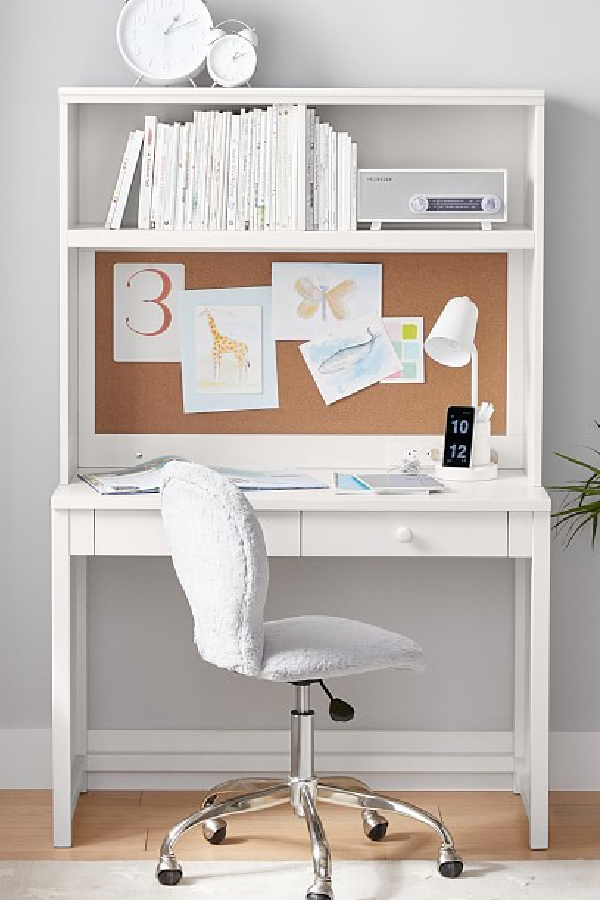 Tips for creating a smart study space for kids | Try a desk that will grow with them like this computer desk from PBK with optional hutch