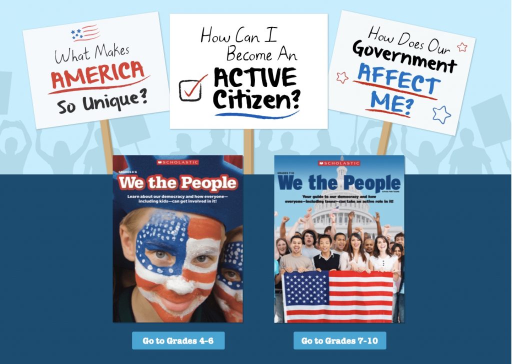 Explaining elections to kids: The We The People section on Scholastic's website with info divided by grade