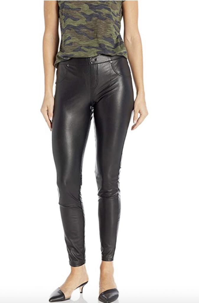 Stylish leggings you can wear as pants: Black leatherette leggings from Hue
