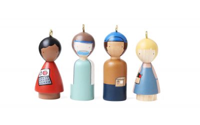 This handmade ornament set celebrates the heroes of 2020