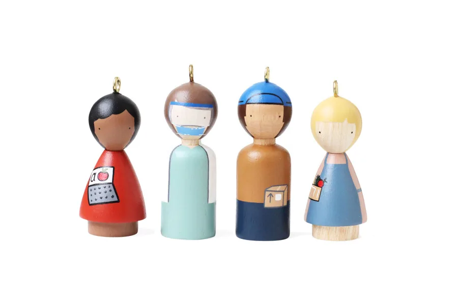 This handmade ornament set celebrates the heroes of 2020