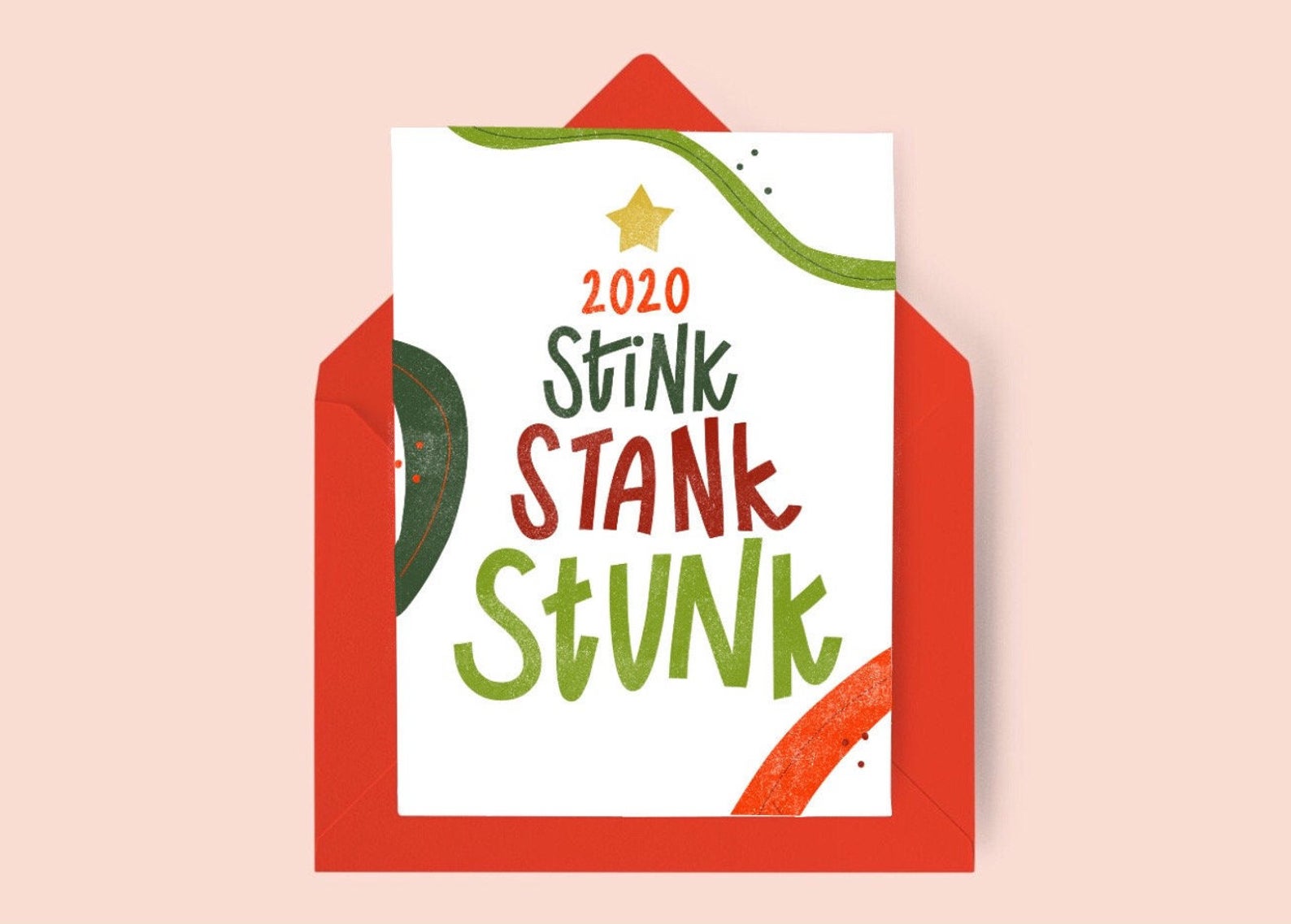 Funny Christmas cards for 2020: stink stank stunk Christmas card | 13 Tumbleweeds