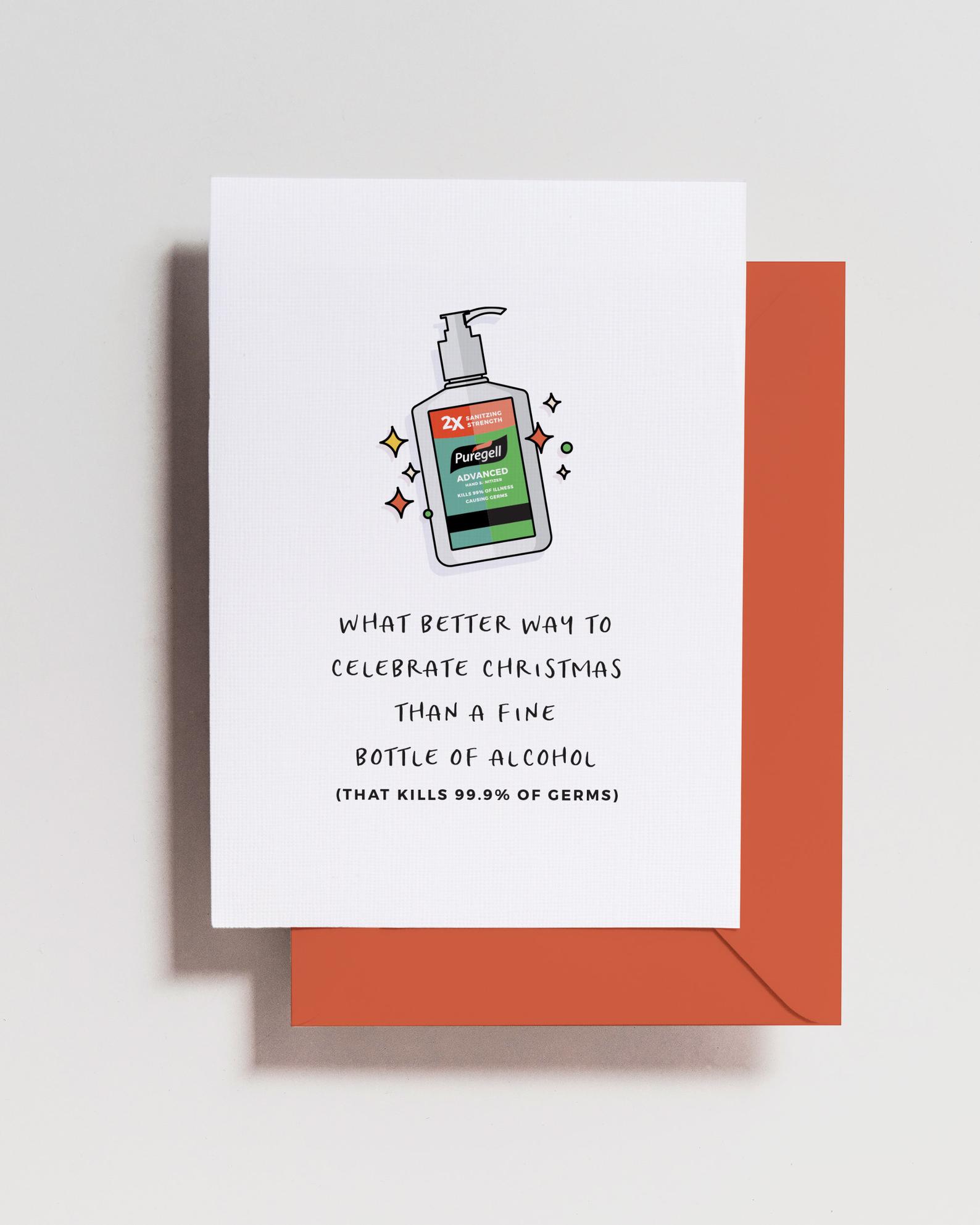 Funny Christmas cards for 2020: Hand sanitizer Christmas card also comes | Haven P. Co Etsy shop