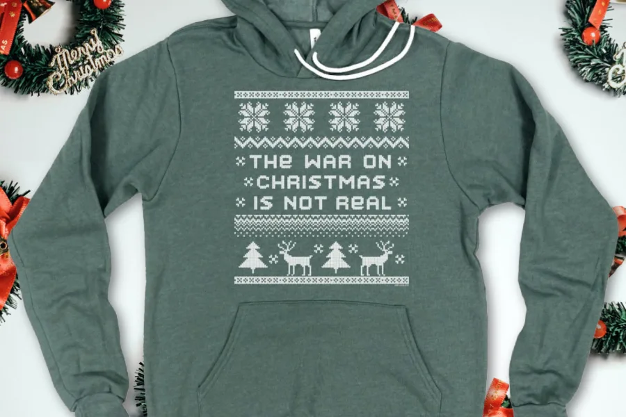 Love the "War on Christmas is Not Real" hoodies, mugs and masks at Tiny Werewolves | Cool Mom Picks