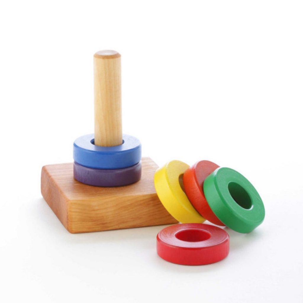 Best baby gifts under $10: Heirloom wooden ring stacking toy from Papa Don's Wooden Toys