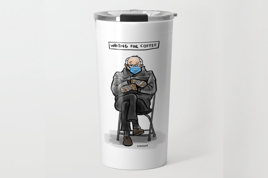 The Bernie Mittens meme, now coming to a coffee mug near you. (For charity.)