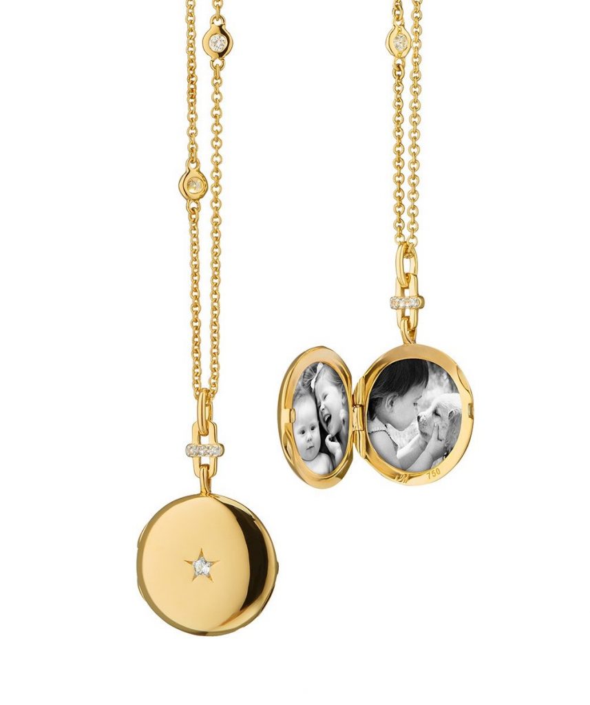 Best personalized baby gifts: A gold and diamond keepsake locket by Monica Rich Kosann, for the baby or the new mom