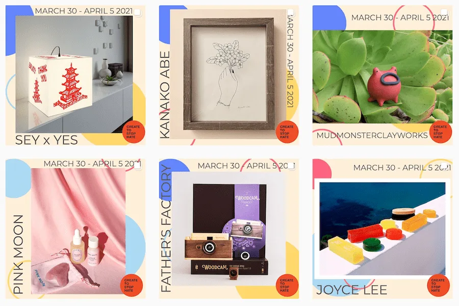 The Create to Stop Hate online auction supporting Stop AAPI Hate