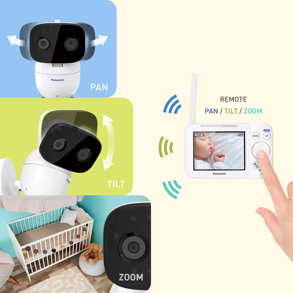 A single button on the Panasonic Long Range Baby Monitor lets you pan, tilt, and zoom so easily (sponsor)