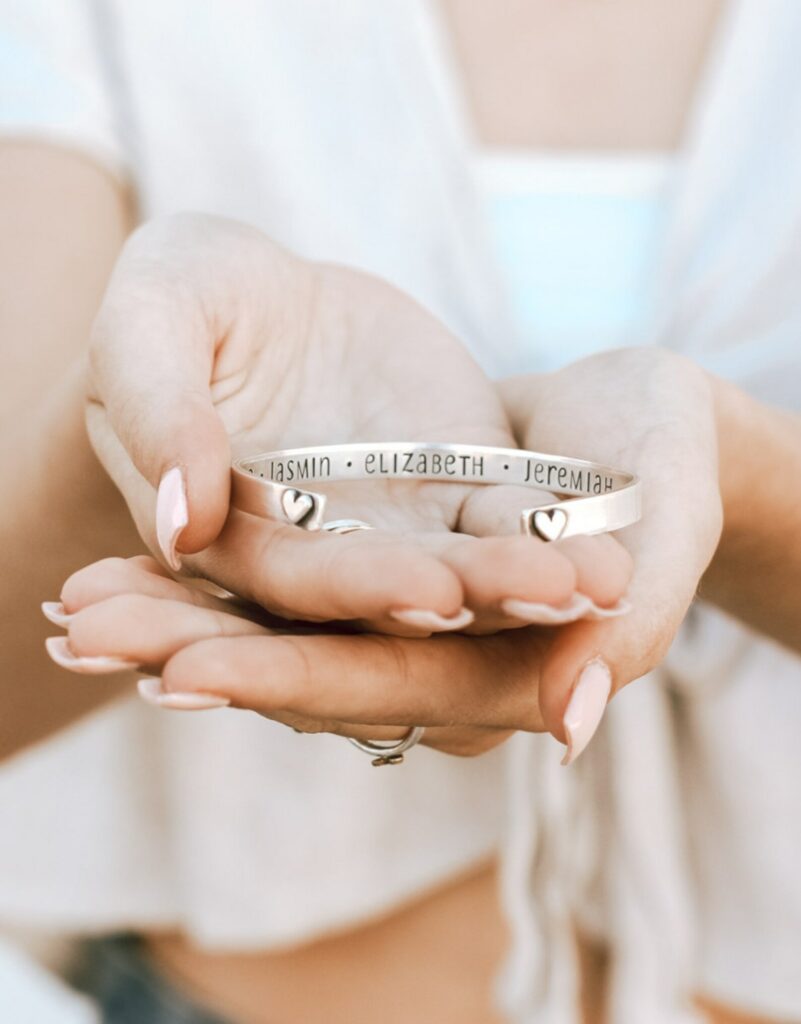 Secret Message Custom Heart Bangles: Gifts for Stepmothers on Mother's Day
