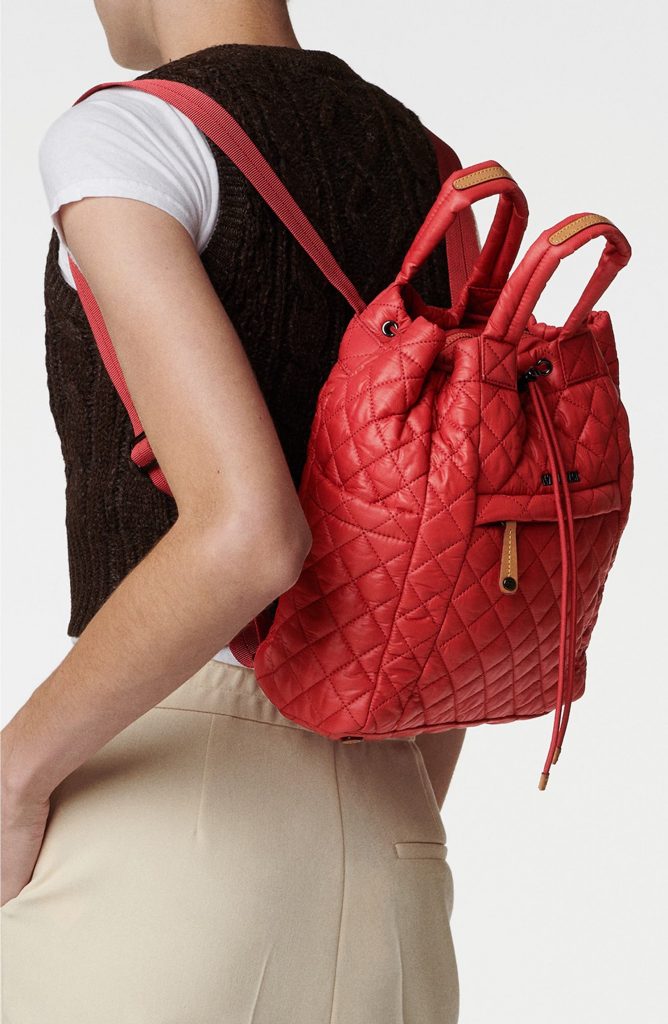 Cute summer backpacks: The MZ Wallace quilted convertible backpack is water resistant too
