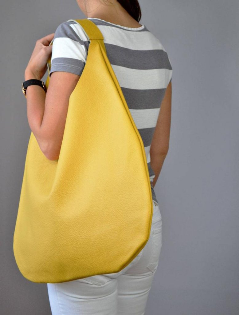 oversized bags for spring and summer: This yellow leather hobo from an Etsy leather artist is amazing!