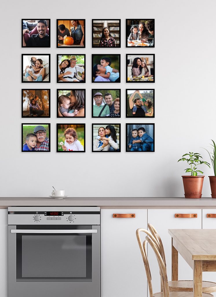 TilePix magnetic frames make it so easy to hang, swap out, and reposition all your family photos