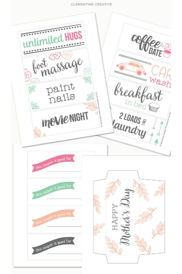 Print these Mother's Day coupons from Clementine Creative
