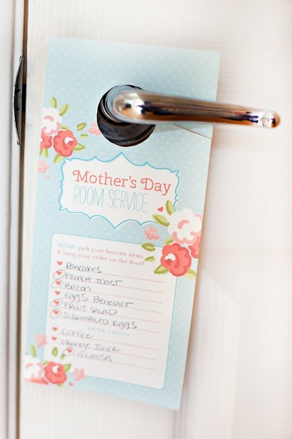 Get a copy of Hostess with the Mostess's free printable door hanger for Mother's Day 