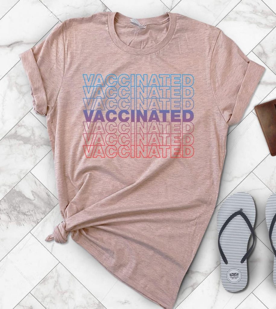 Vaccinated rainbow tee from Cosmic Rebel Shop