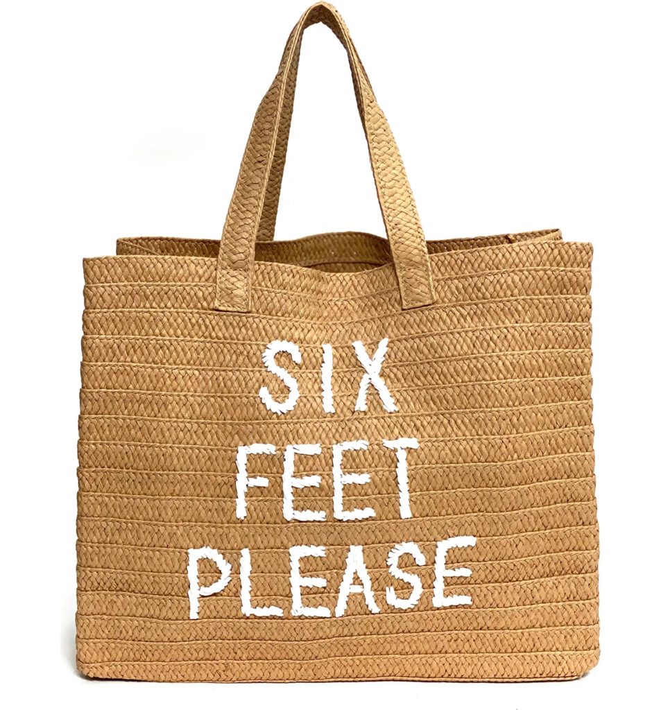 Fashionable beach totes for summer: Six Feet Please tote at btb Los Angeles