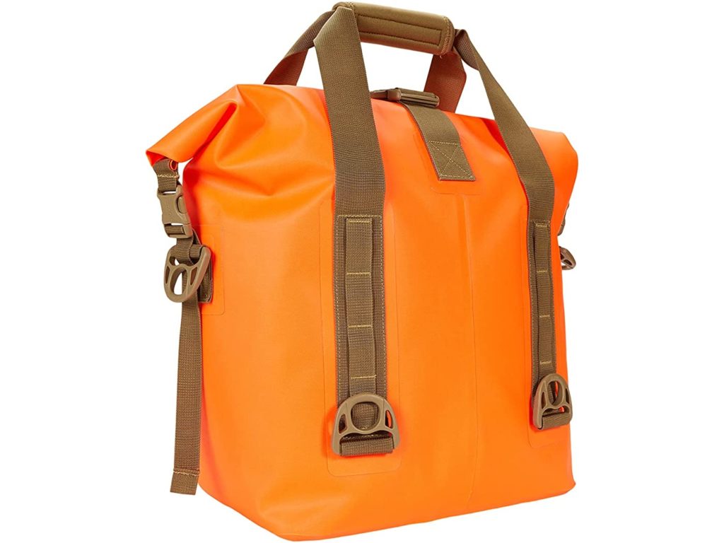 Fashionable beach titles: The Filson Dry-Roll-Top tote is completely waterproof, if you're carrying electronics or precious gear 